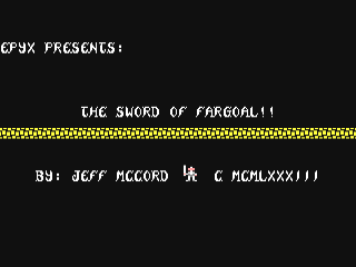 Sword of Fargoal title screen for Commodore 64